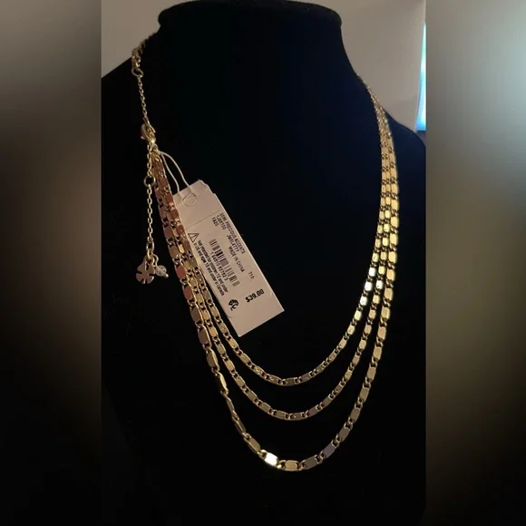 NWT 🍀 Lucky Brand 🍀 three strand gold necklace - Picture 5 of 5